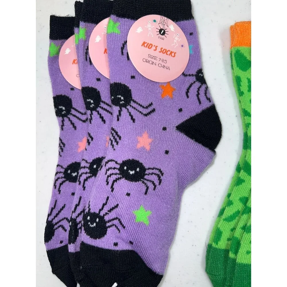 9 Pair Kids Socks Fun Halloween Designs 3-Packs each Design Size 7-8.5